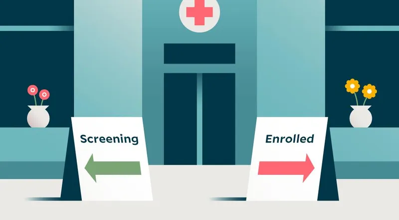 To directional signs pointing towards enrollment or screening