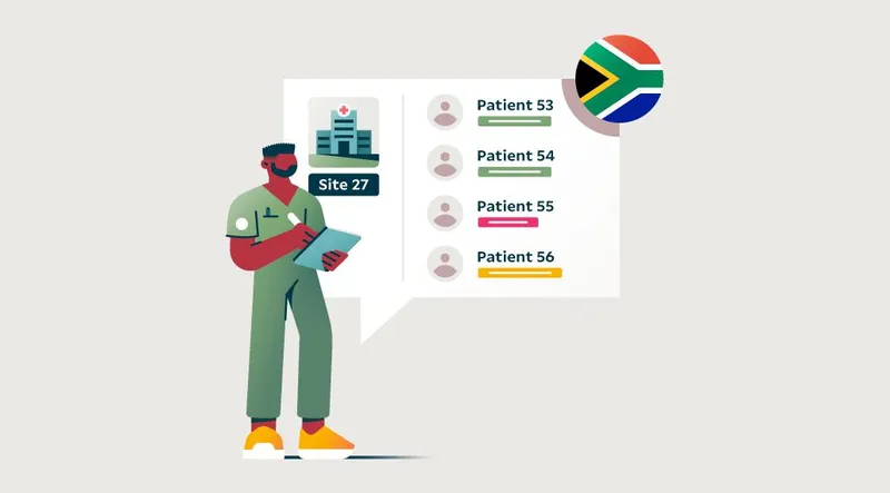 Man looking at list of patients at a site