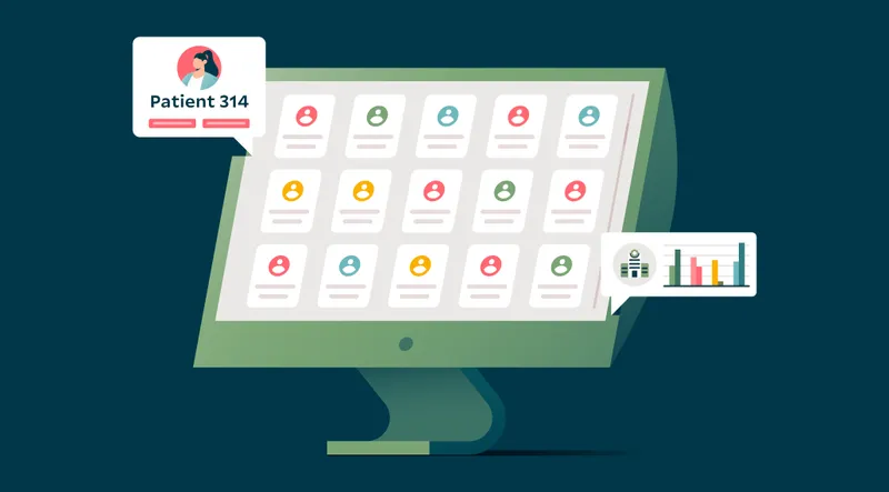 Illustration representing clinical trial referral software on a computer
